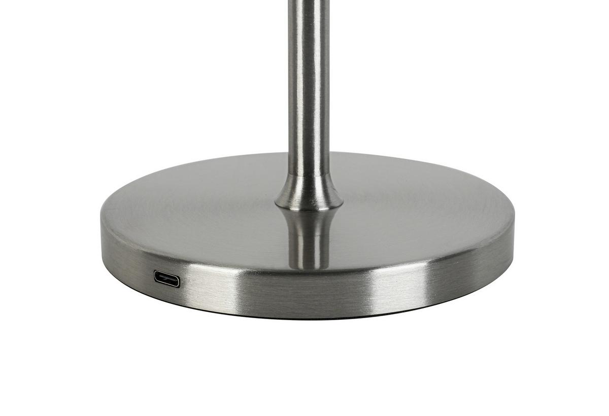 Veioză cu acumulatori Musi - culoare nichel/alb, Modern, plastic/metal (12/30cm) - Mömax