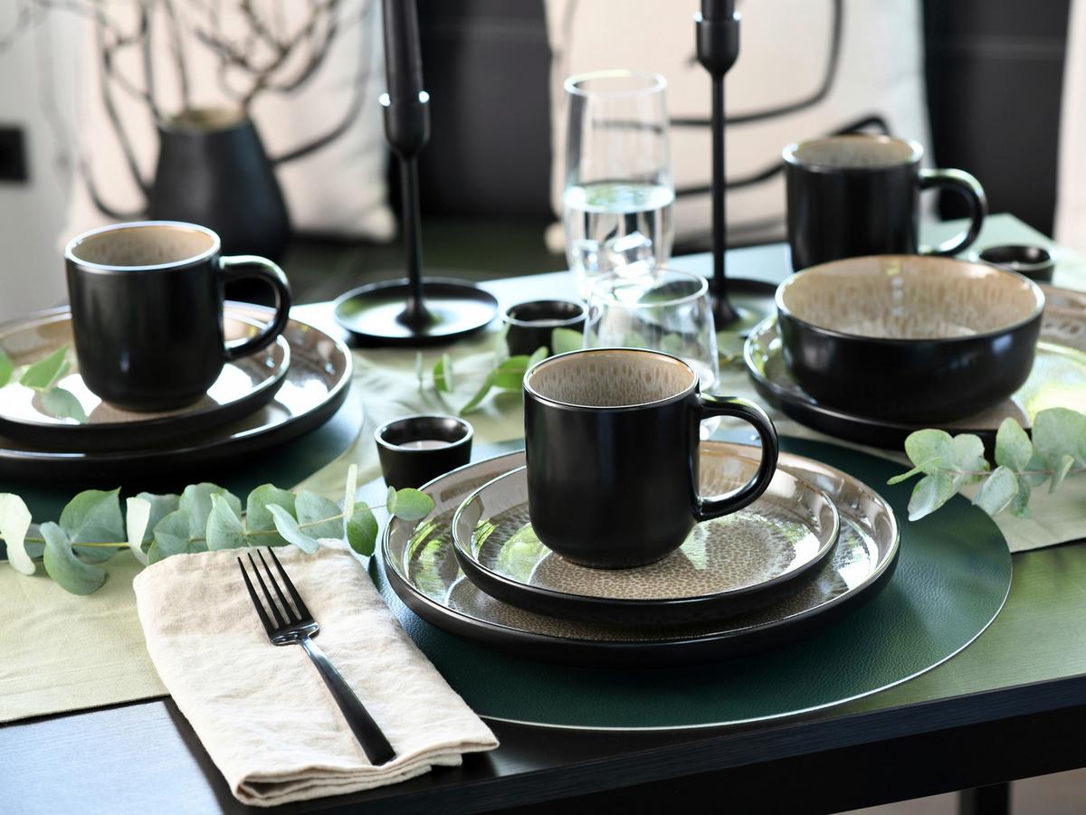 Jedilni Servis Nordic Fjord Beige, 16-Delni - črna/bež, Basics, keramika - Creatable