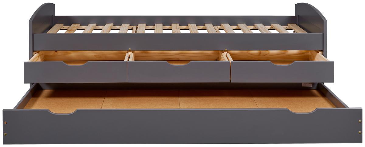 Ausziehbett Lena Grau - Naturfarben/Grau, Basics, Holz/Kunststoff (90/200cm) - MID.YOU