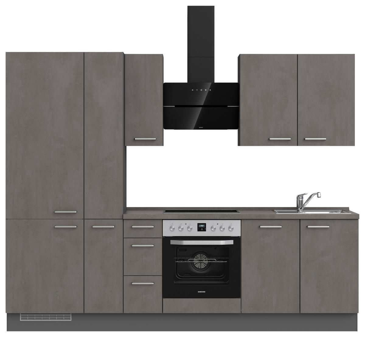 Küchenblock Riva High m. Geräten Schieferfarben - Schieferfarben/Edelstahlfarben, MODERN, Holzwerkstoff/Metall (270cm) - Nobilia