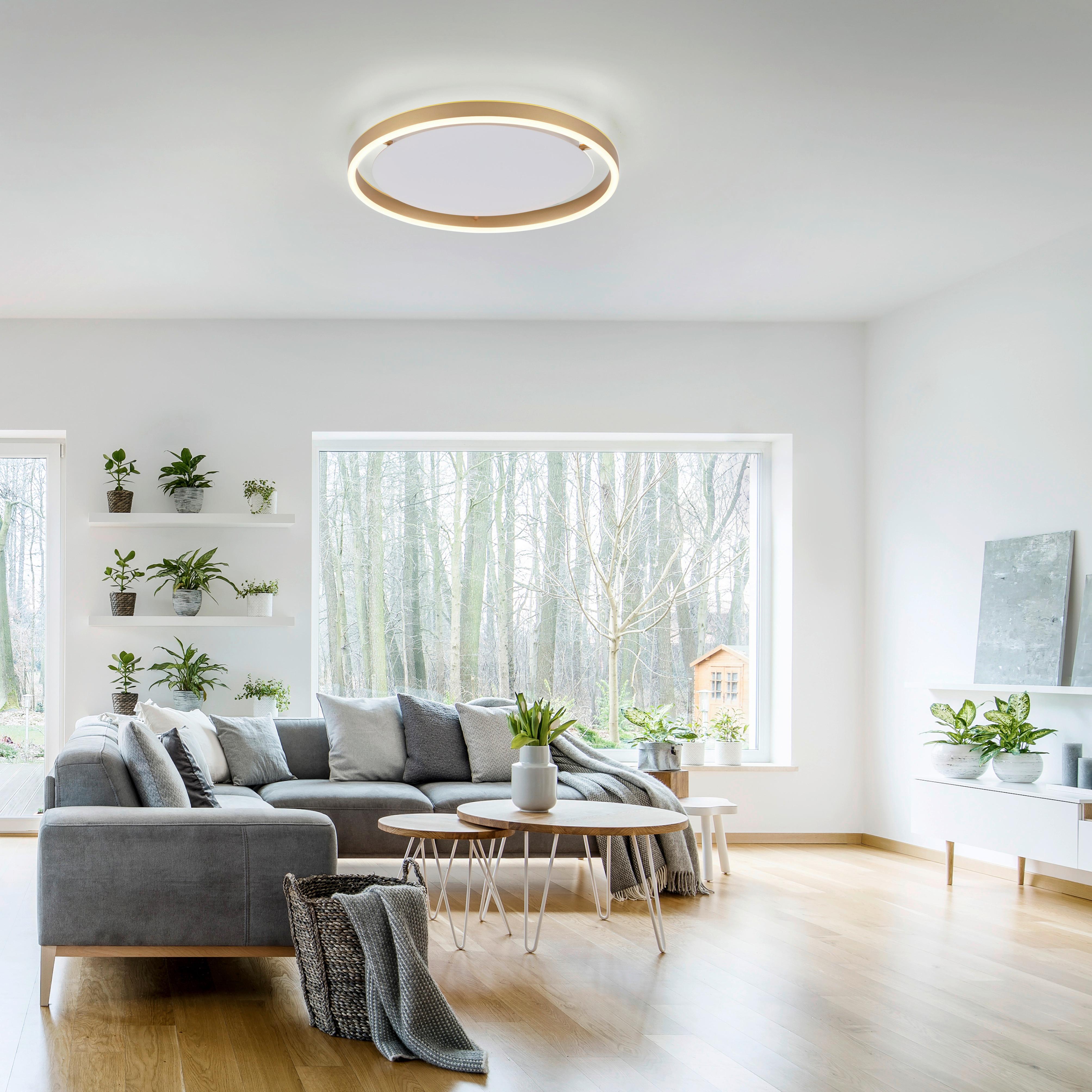 LED-Deckenleuchte Riuts Messingfarben max. 23,50 Watt - Messingfarben, Design, Kunststoff/Metall (39,3/39,3/5,3cm)