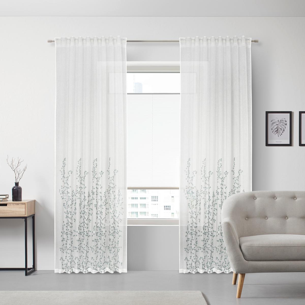 Fertigvorhang Livie in Weiß/Hellgrün - Weiß/Hellgrün, Basics, Textil (135/245cm) - Mömax