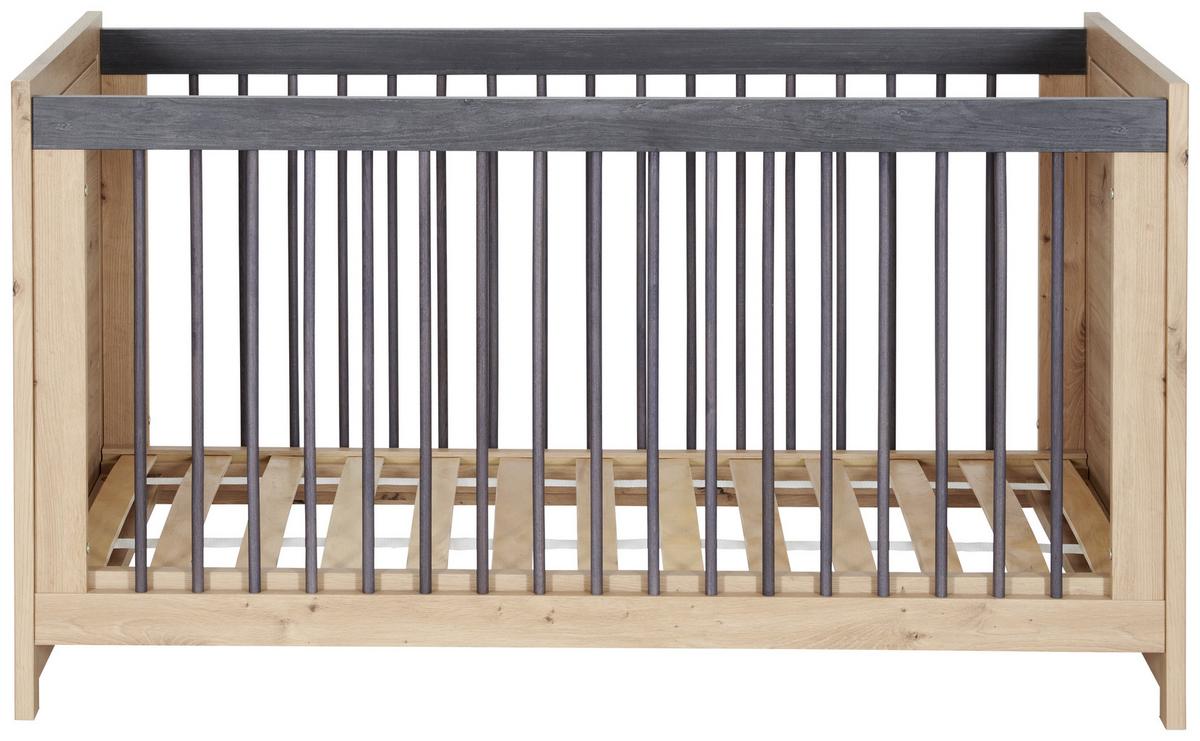 ŁÓŻKO SZCZEBELKOWE BENTON - kolor dębowy/ciemnoszary, Natur, materiał drewnopochodny/drewno (145/76,5/80cm) - My Baby Lou