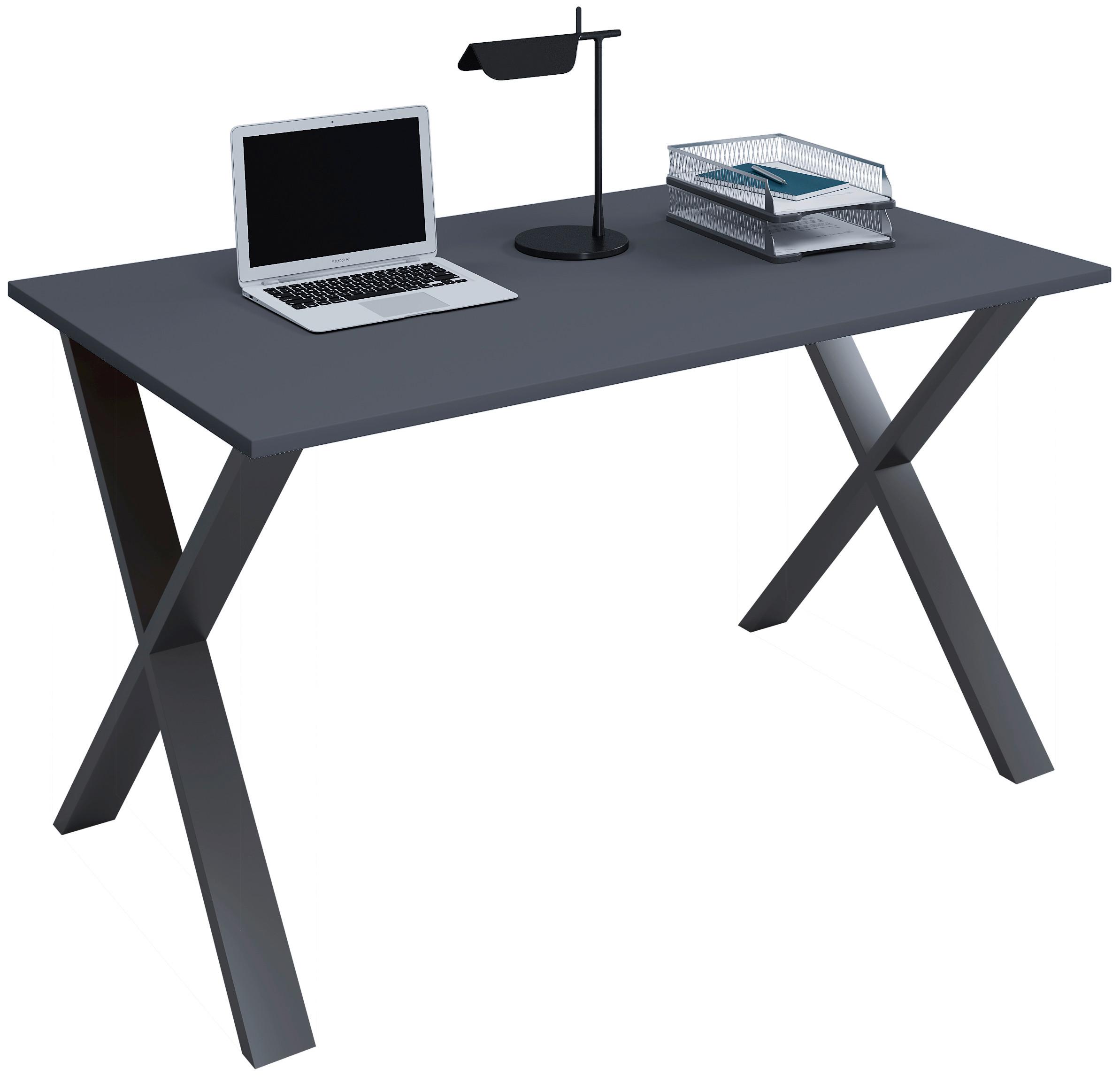 Schreibtisch Lona - Anthrazit/Schwarz, Design, Holzwerkstoff/Metall (140/80/76cm) - MID.YOU