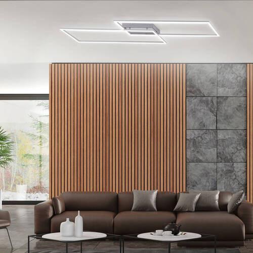 LED-Deckenleuchte Inigo in Chromfarben max. 47 Watt - Chromfarben/Nickelfarben, Design, Kunststoff/Metall (113,20/24,20/6,80cm) - Paul Neuhaus