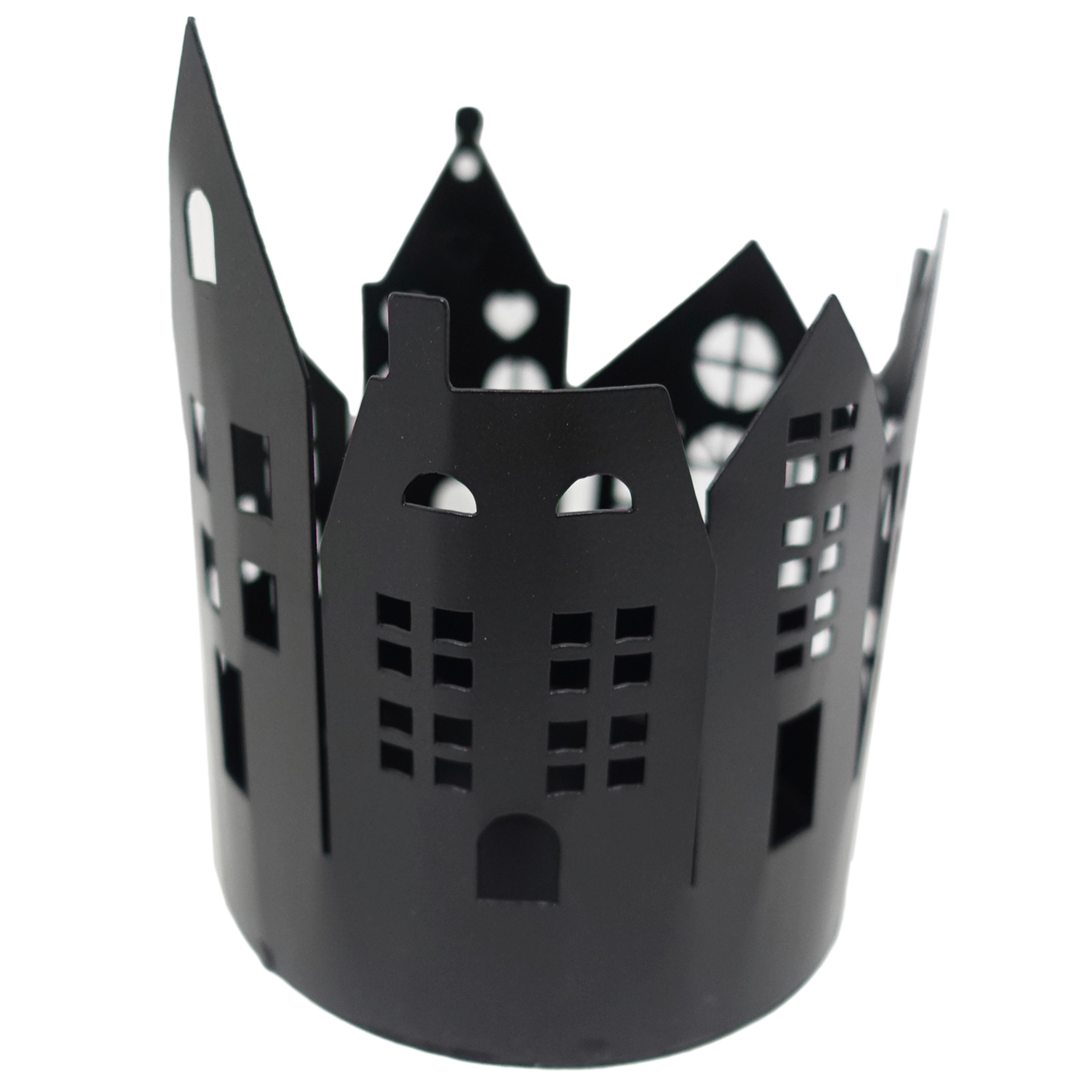 Kerzenhalter Trixi Schwarz - Schwarz, Konventionell, Metall (11,5/14,5cm) - Modern Living