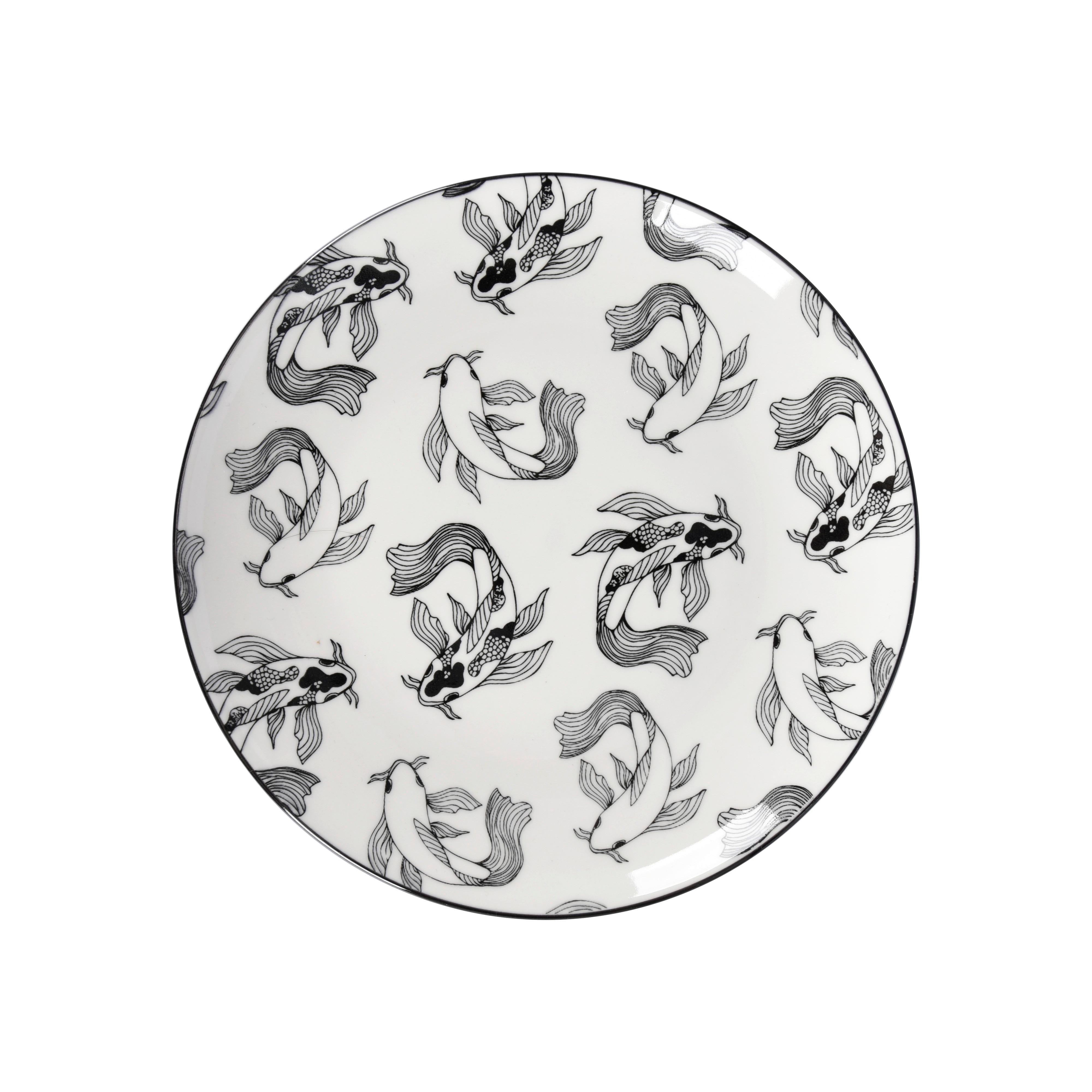 Dessertteller Shiva in Schwarz/Weiß  Ø ca. 20,4cm - Schwarz/Weiß, LIFESTYLE, Keramik (20,4/2,5cm) - Mömax