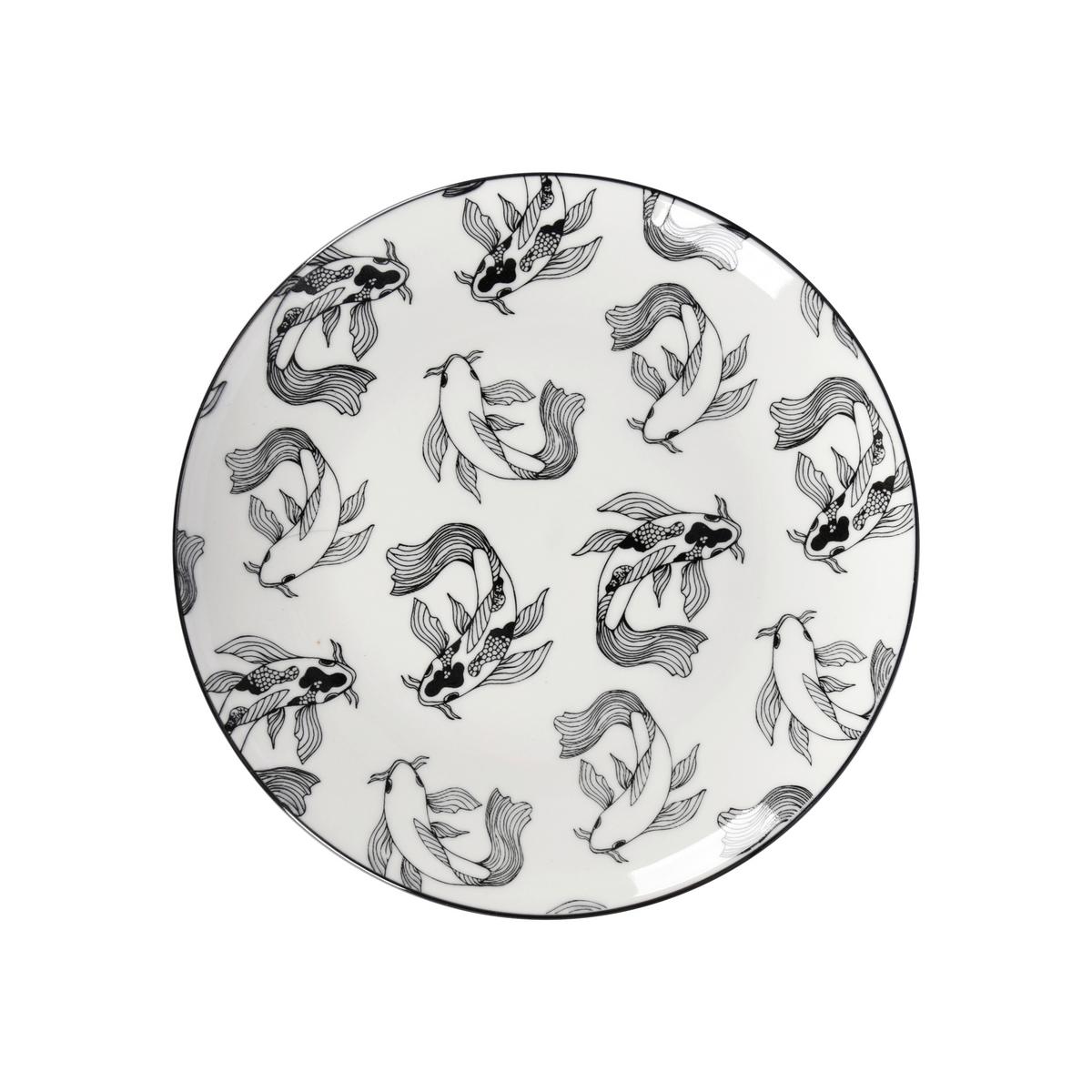 Dessertteller Shiva in Schwarz/Weiß  Ø ca. 20,4cm - Weiss/Schwarz, Lifestyle, Keramik (20,4/2,5cm) - Mömax