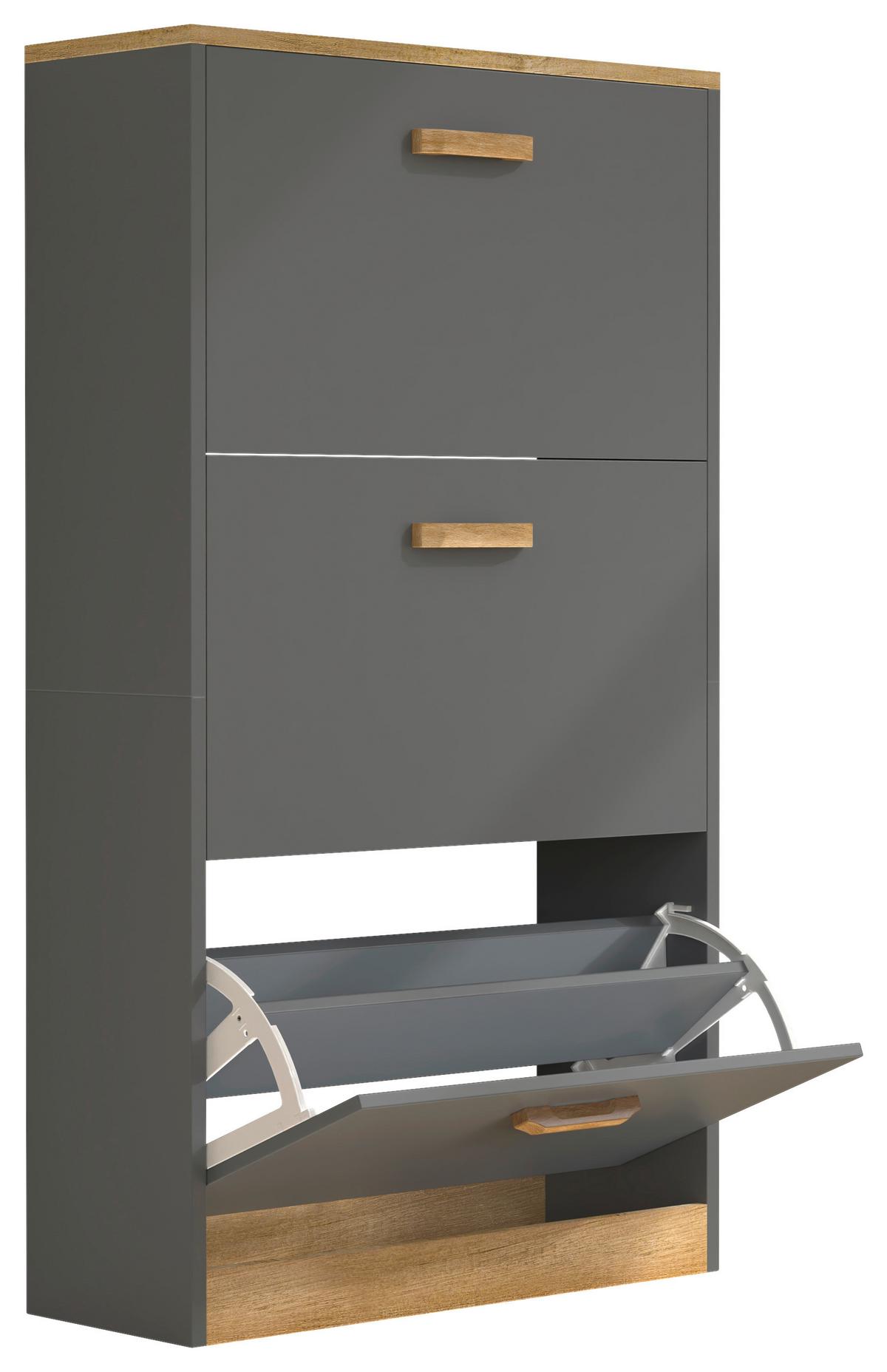 Schuhschrank HALOM M Anthrazit ca. 59x105x22 cm - Honigeiche/Anthrazit, LIFESTYLE, Holzwerkstoff (59/105/22cm) - MID.YOU