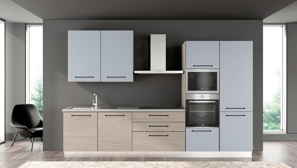 Blok Kuhinja S Aparatima Line 330 - siva/crna, Konvencionalno, drvo/metal (330/216-240/60cm)