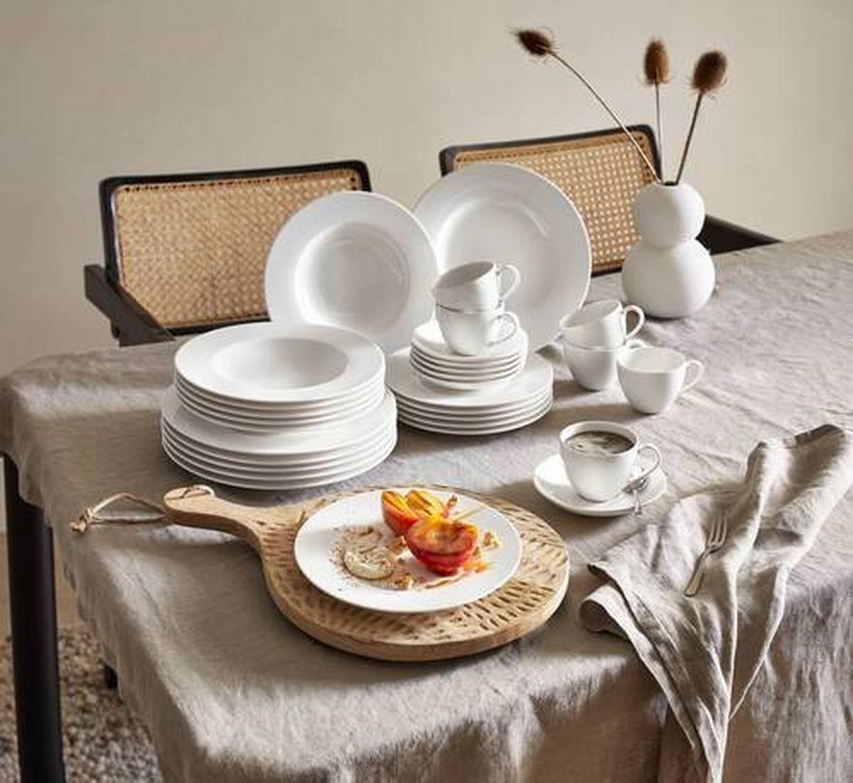 SERWIS OBIADOWO-ŚNIADANIOWY ROVANIEMI VILLEROY & BOCH - biały, Basics, ceramika (39,4/39,4/33,8cm) - Villeroy & Boch