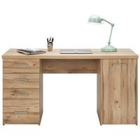 Schreibtisch in Eichefarben - Eichefarben/Alufarben, MODERN, Holzwerkstoff/Kunststoff (145/76,3/60cm) - Mömax