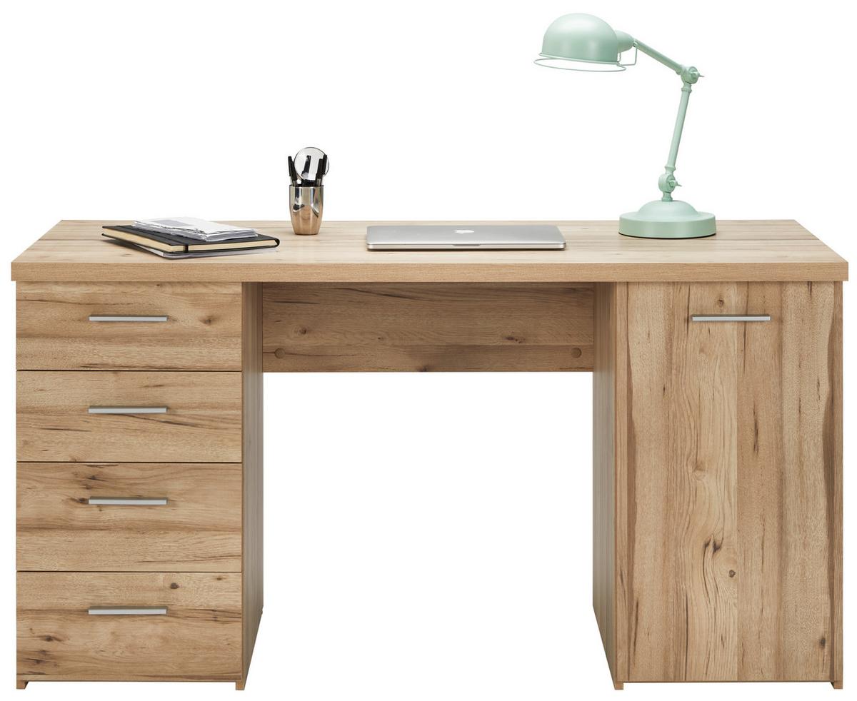 Schreibtisch in Eichefarben - Eichefarben/Alufarben, MODERN, Holzwerkstoff/Kunststoff (145/76,3/60cm) - Mömax