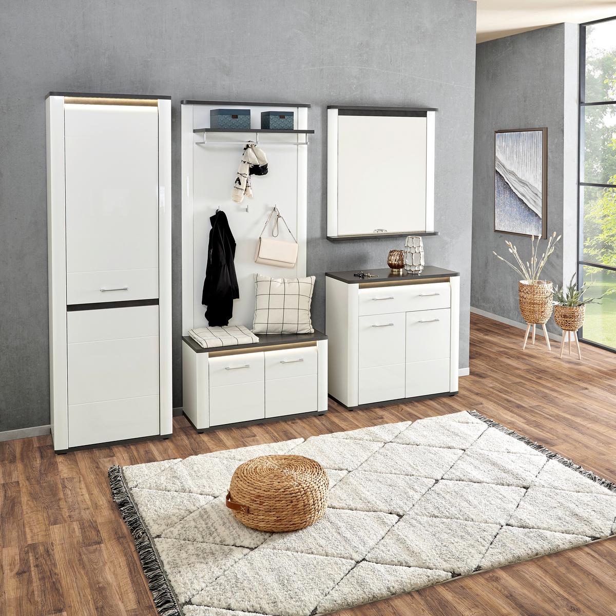 Panou cuier Alassio - alb, Modern, material pe bază de lemn (85/148,5/30cm) - Modern Living