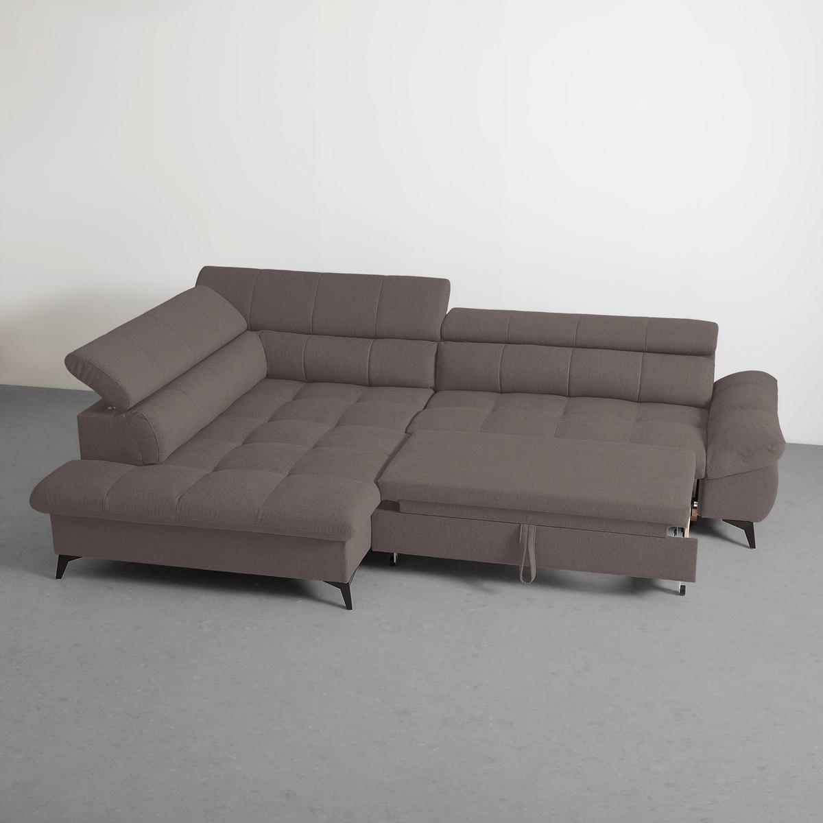 Wohnlandschaft Alberto Graphitfarben - Graphitfarben/Schwarz, MODERN, Textil/Metall (296/78/201cm) - Mömax