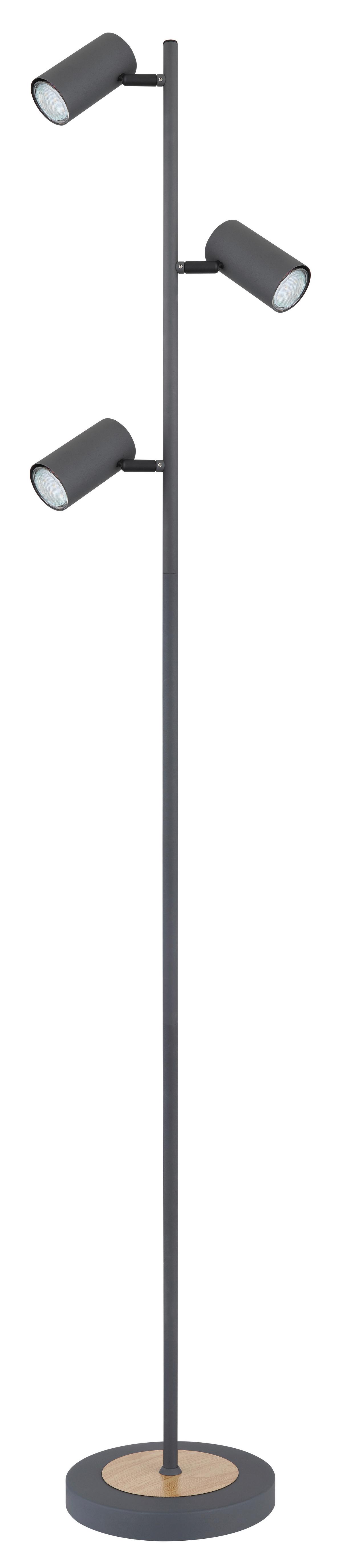 Stehleuchte Robby max. 5 Watt - Graphitfarben/Naturfarben, Design, Metall (25/23/154cm) - Globo