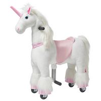 KONIK NA BIEGUNACH EINHORN - różowy/biały, Basics, tworzywo sztuczne/metal (76cm) - My Baby Lou