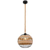 Hängeleuchte 69029H1 max. 60 Watt - Schwarz/Braun, Natur, Naturmaterialien/Metall (30/120cm) - Globo