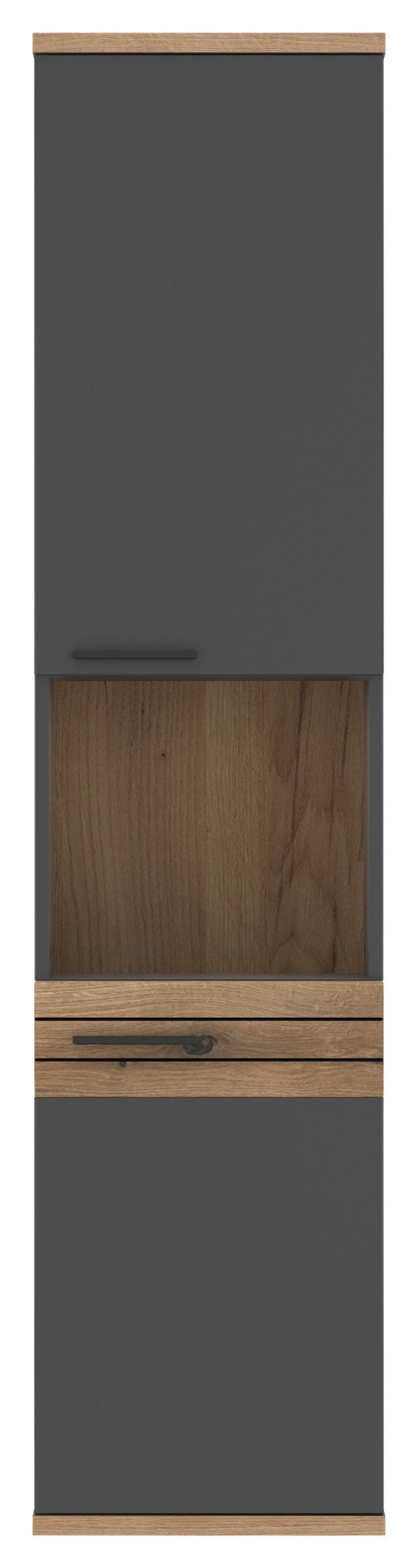 Dulap înalt Cotia - culoare lemn stejar/antracit, Modern, material pe bază de lemn (40/170/30cm) - James Wood