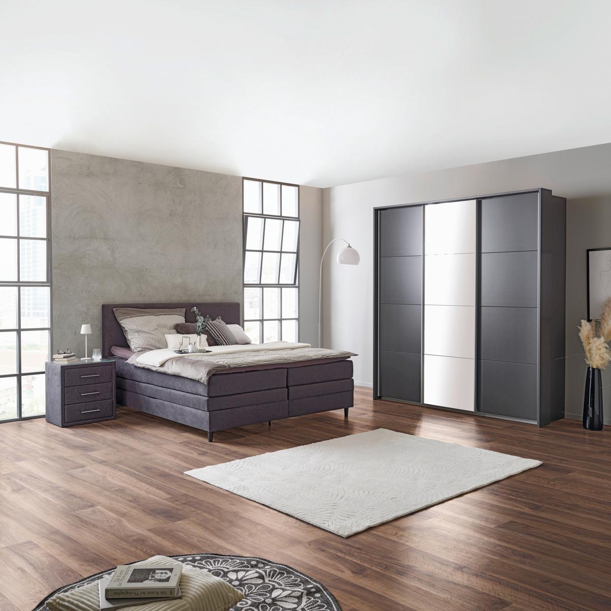 Dulap cu uși culisante MIAMI - gri, Modern, material pe bază de lemn (203/229/62cm)