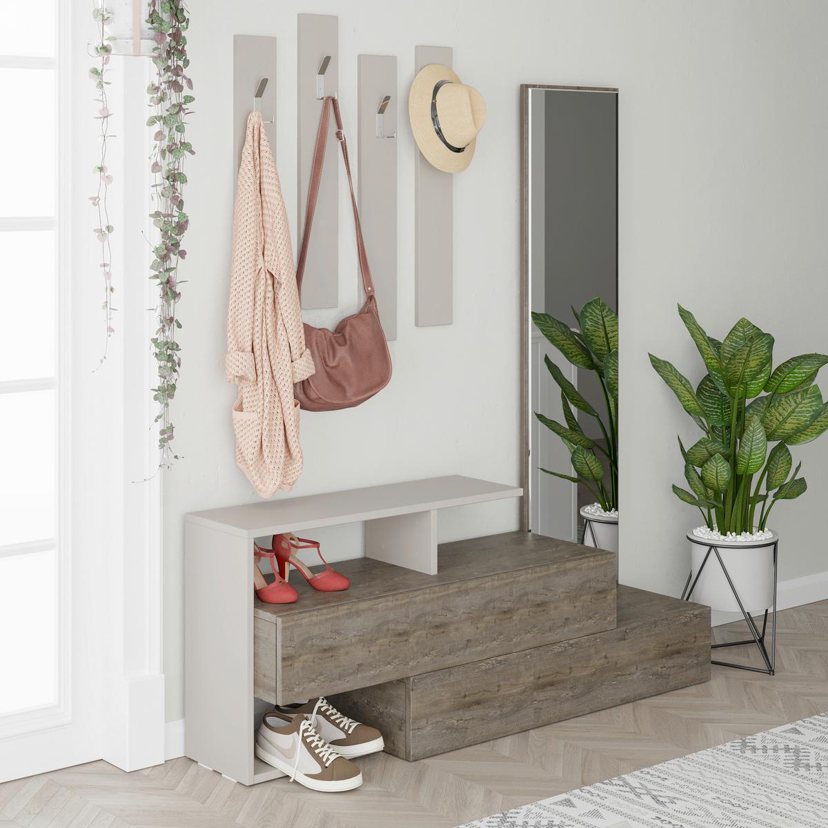 Garderobe Ramda ca. 137x154x35 cm Mokka - Braun/Mokka, Design, Holzwerkstoff (137/154/35cm) - Livetastic