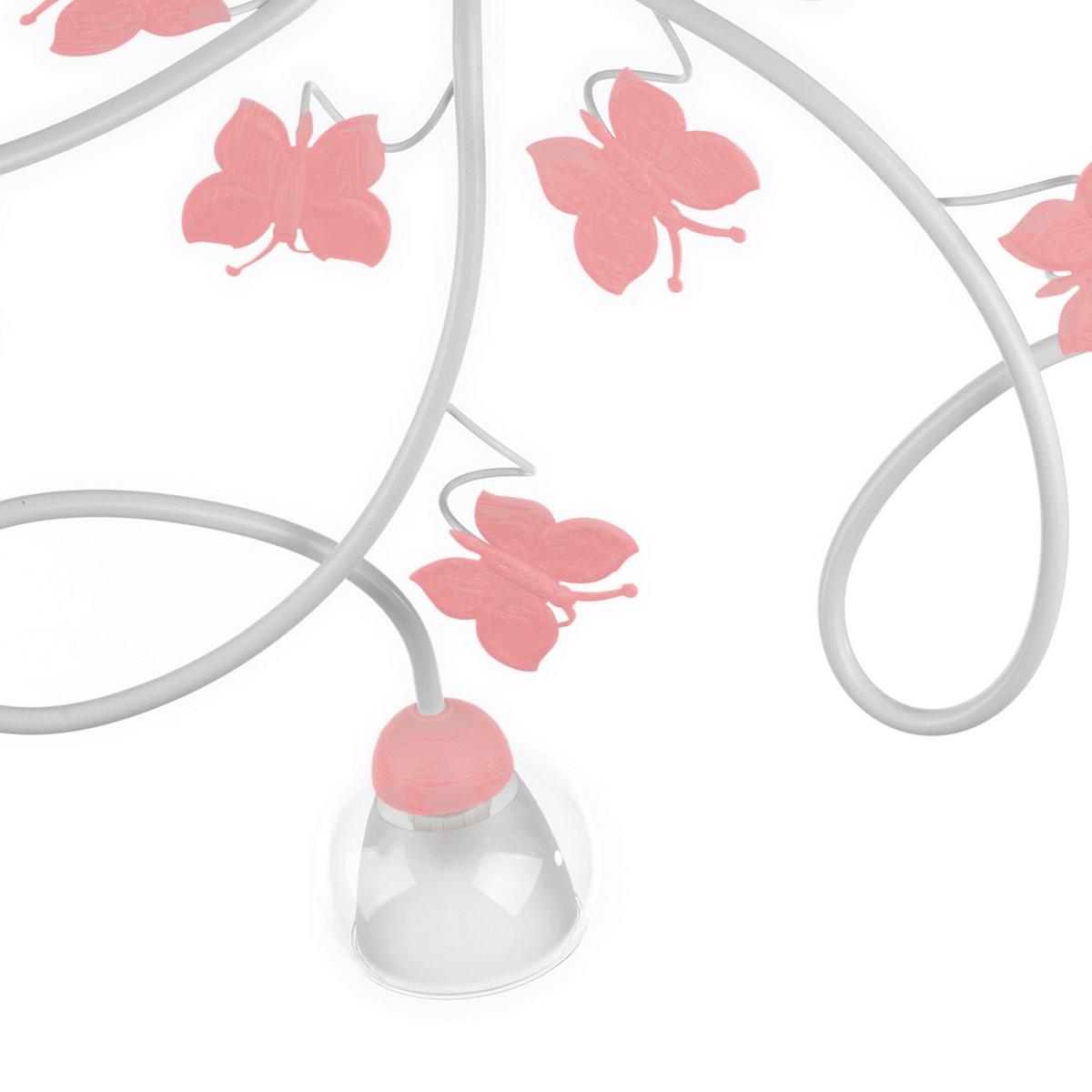 Kinderdeckenleuchte Butterfly Weiß/Pink max. 6 Watt - Pink/Weiß, Basics, Glas/Metall (80/20cm)