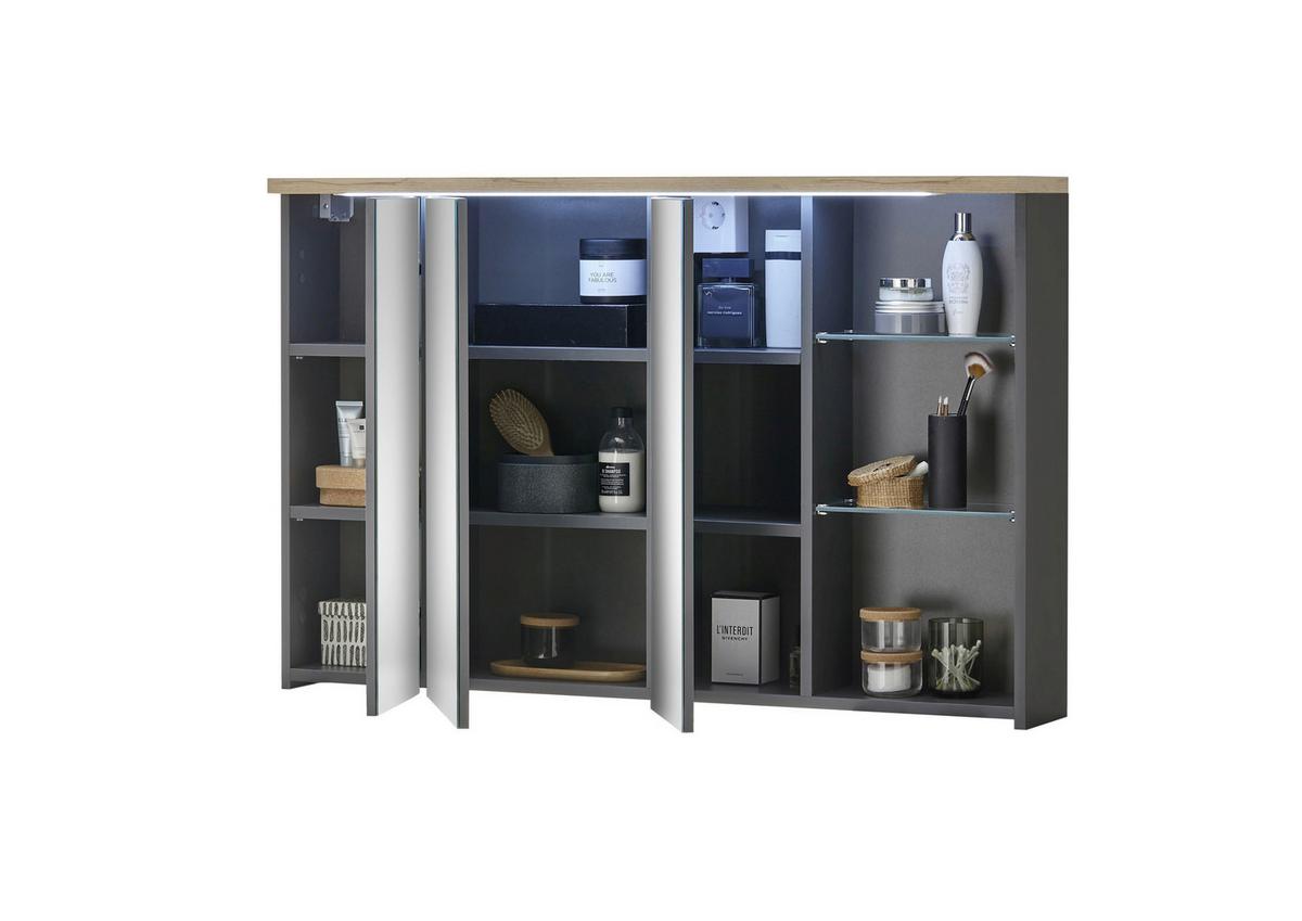 Spiegelschrank Memphis Grau - MODERN, Glas/Holzwerkstoff (110/70/23cm) - Mömax