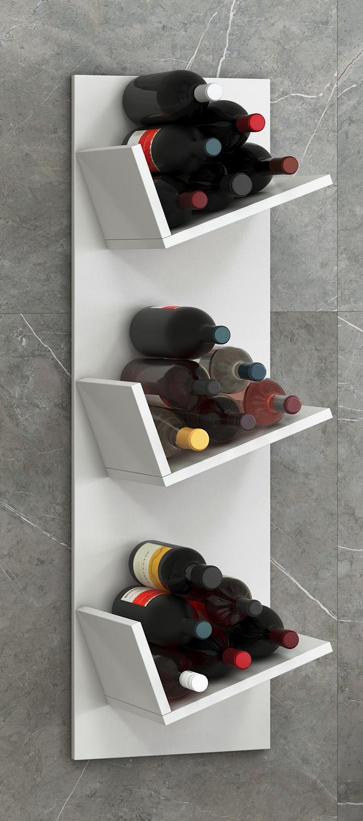 Weinregal VINOSI Weiß ca. 33x106x25,6 cm - Weiß, Basics, Holzwerkstoff (33/106,5/25,6cm) - MID.YOU