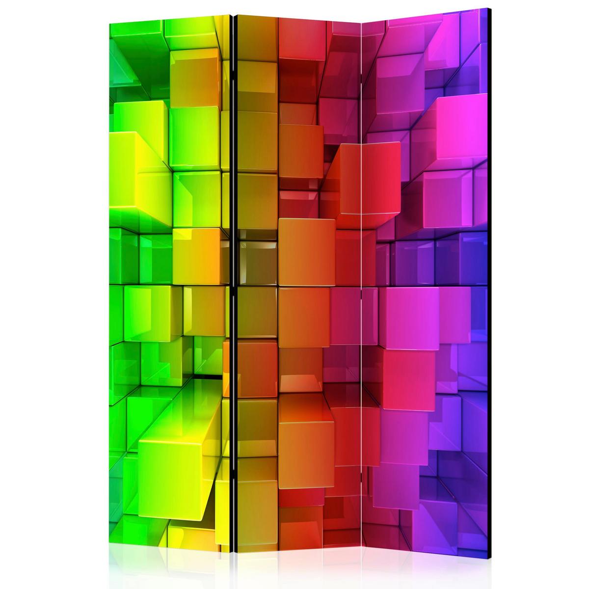Paravan Colour Jigsaw, 3-Delni, Dvostranski - večbarvno, Basics, tekstil/les (135/172/3cm) - artgeist