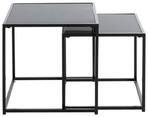 ZESTAW STOLIKÓW BOCZNYCH YORK - czarny, Design, metal/szkło (35-40/35-40/35-40cm)