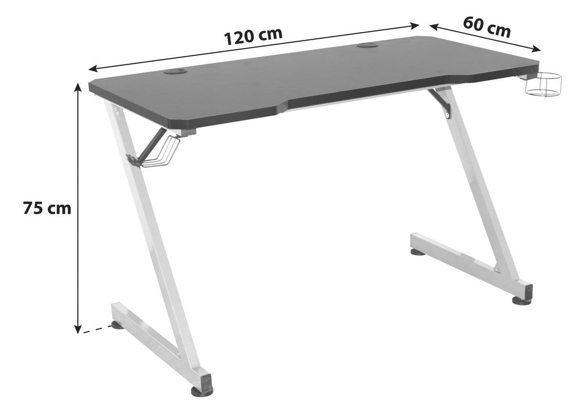 Gaming Miza Graz, 120x60, Črna, Rdeča - rdeča/črna, Moderno, kovina/leseni material (120/75/60cm)