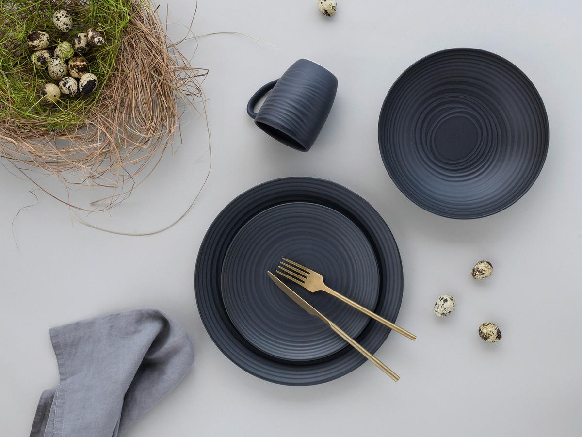 Set Skodelic Lava Stone Black, 6-Delni - temno siva, Basics, keramika - Creatable