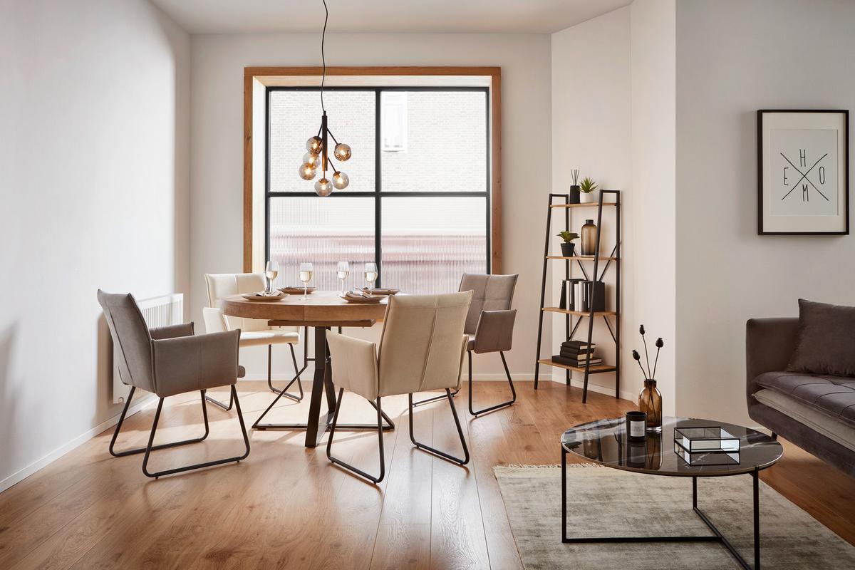 KRZESŁO Z PODŁOKIETNIKAMI MANILA - czarny/szary, Modern, metal/drewno (60/90/61cm) - Bessagi Home