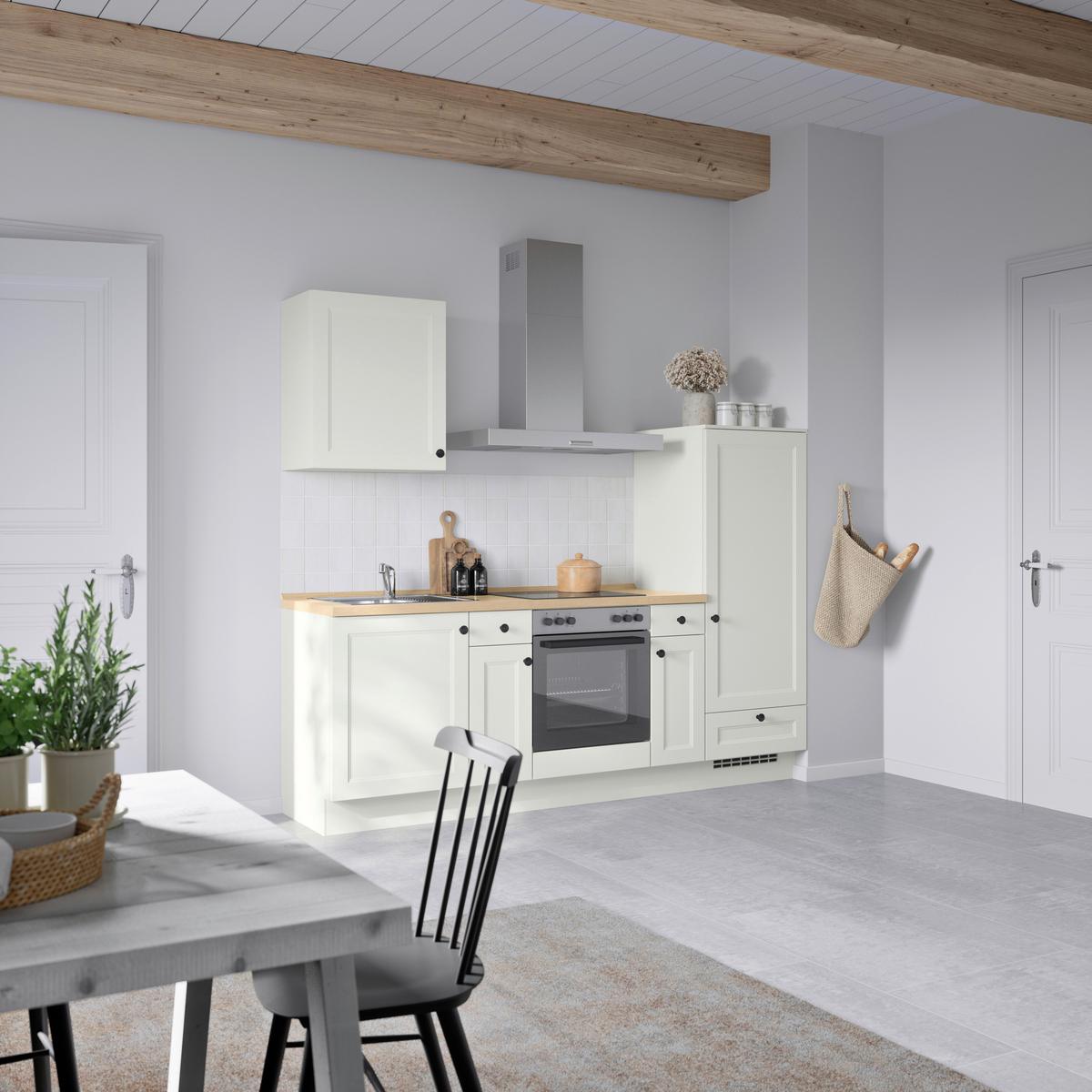 Küchenblock Cascada Low m. Geräten Weiß - Eichefarben/Schwarz, MODERN, Holzwerkstoff/Metall (240cm) - Nobilia