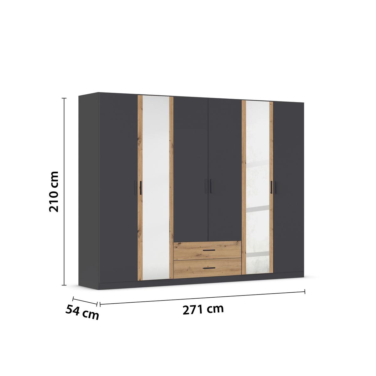 DULAP USI ROTATIVE DESPINA - stejar Artisan/gri, Konventionell, material pe bază de lemn (271/210/54cm)