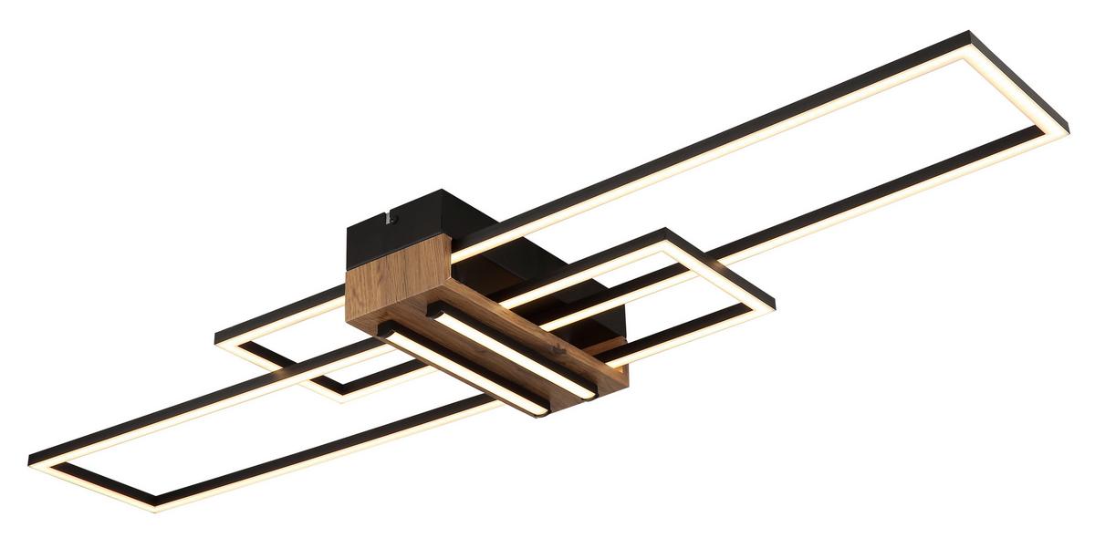 LED-DECKENLEUCHTE 67208-40N DAKARI - Weiss/Dunkelbraun, Natur, Holzwerkstoff/Kunststoff (100/25/9,7cm) - Globo