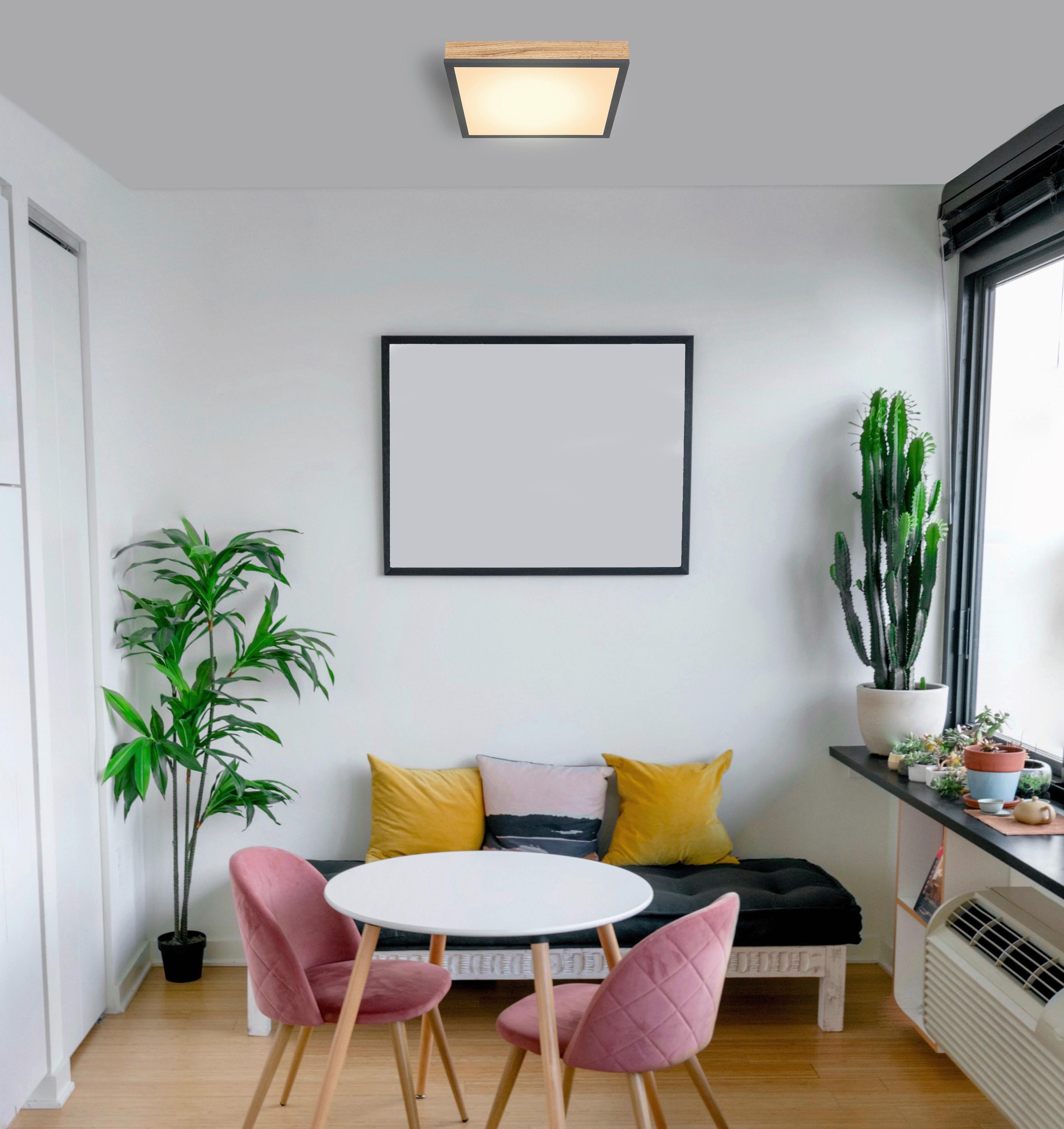 Led Mennyezeti Lámpa Mopi 30/30 - grafitszürke/opál, Modern, műanyag/fa (30/30/6cm) - Mömax