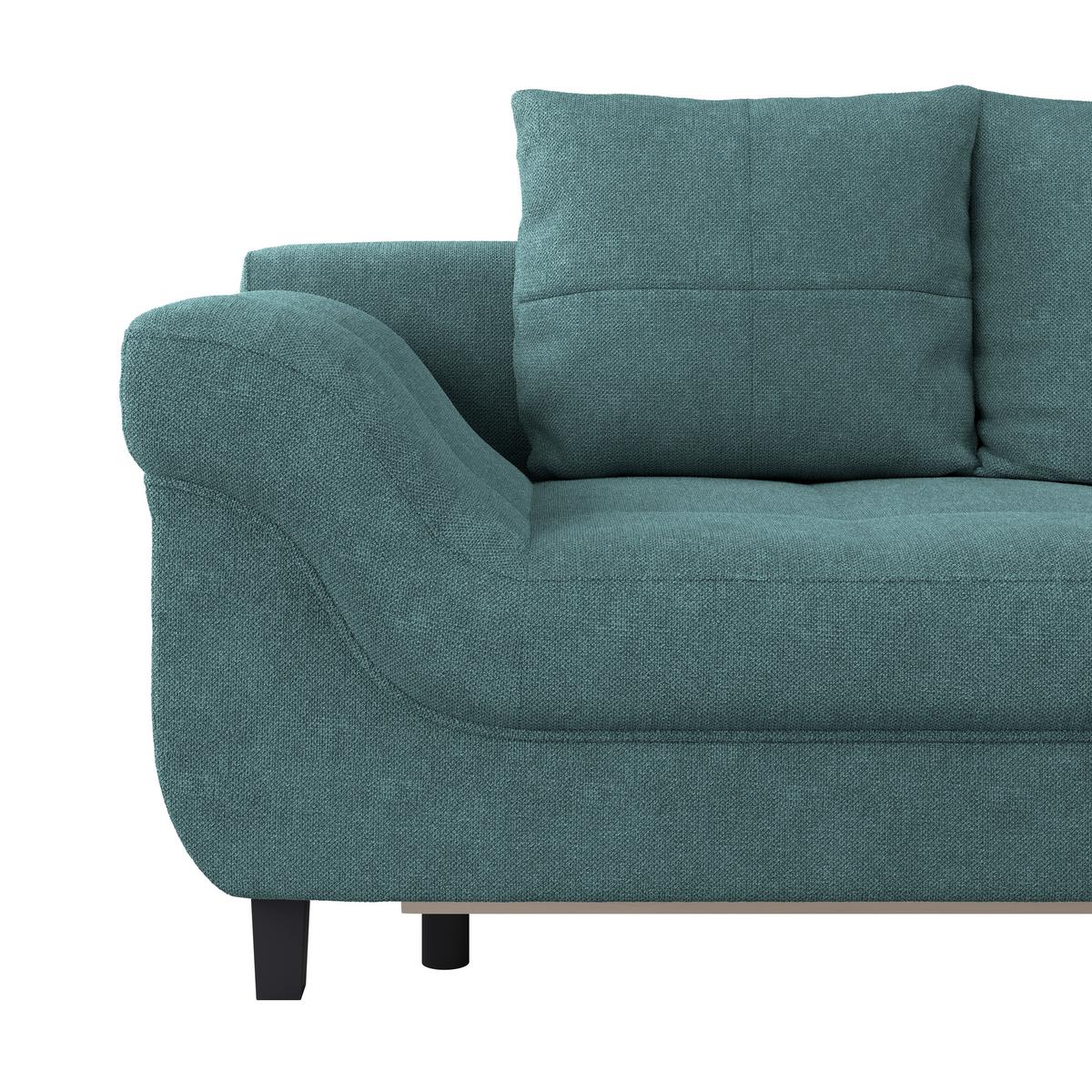 Kutna Garnitura Mendoza - siva/boje petroleja, Design, tekstil/drvo (309/197cm) - Modern Living