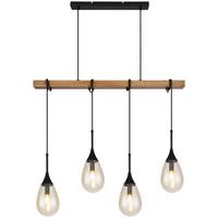 LAMPA WISZĄCA PÄRON - czarny/brązowy, Natur, metal/drewno (92/12/120cm) - Globo