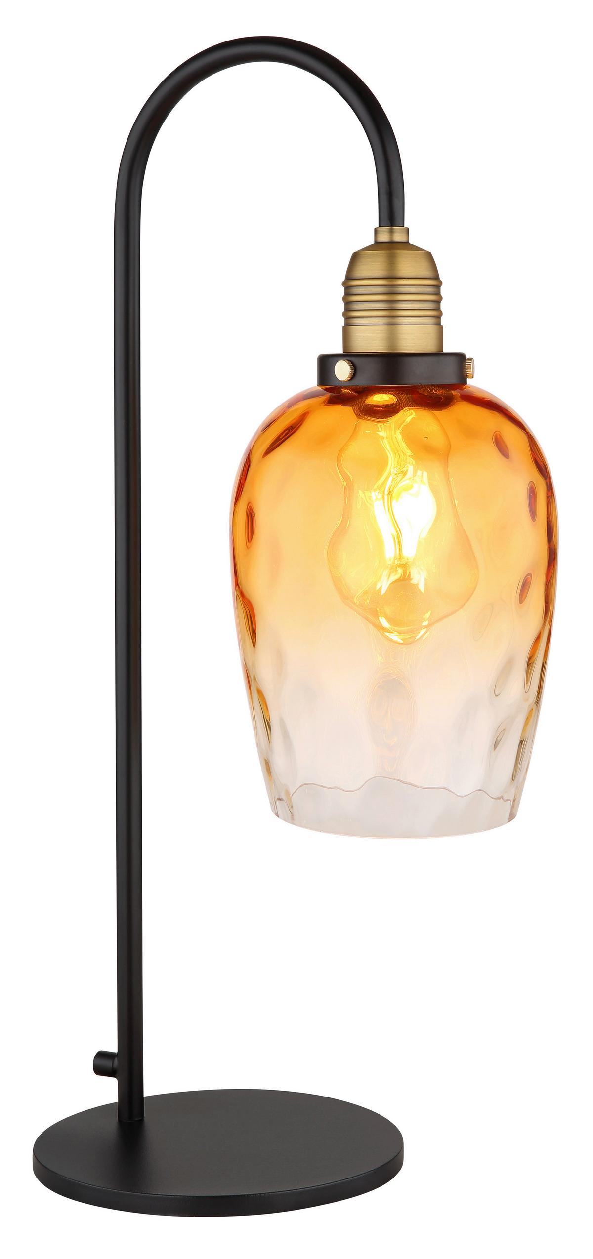 Tischleuchte Salvy Schwarz/Messing max. 60 Watt - Messingfarben/Schwarz, Basics, Glas/Metall (24,5/18/55cm) - Globo