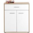 Kommode in Weiß/Eichefarben - Chromfarben/Eichefarben, MODERN, Holzwerkstoff/Kunststoff (68/80/34cm) - MÖMAX modern living