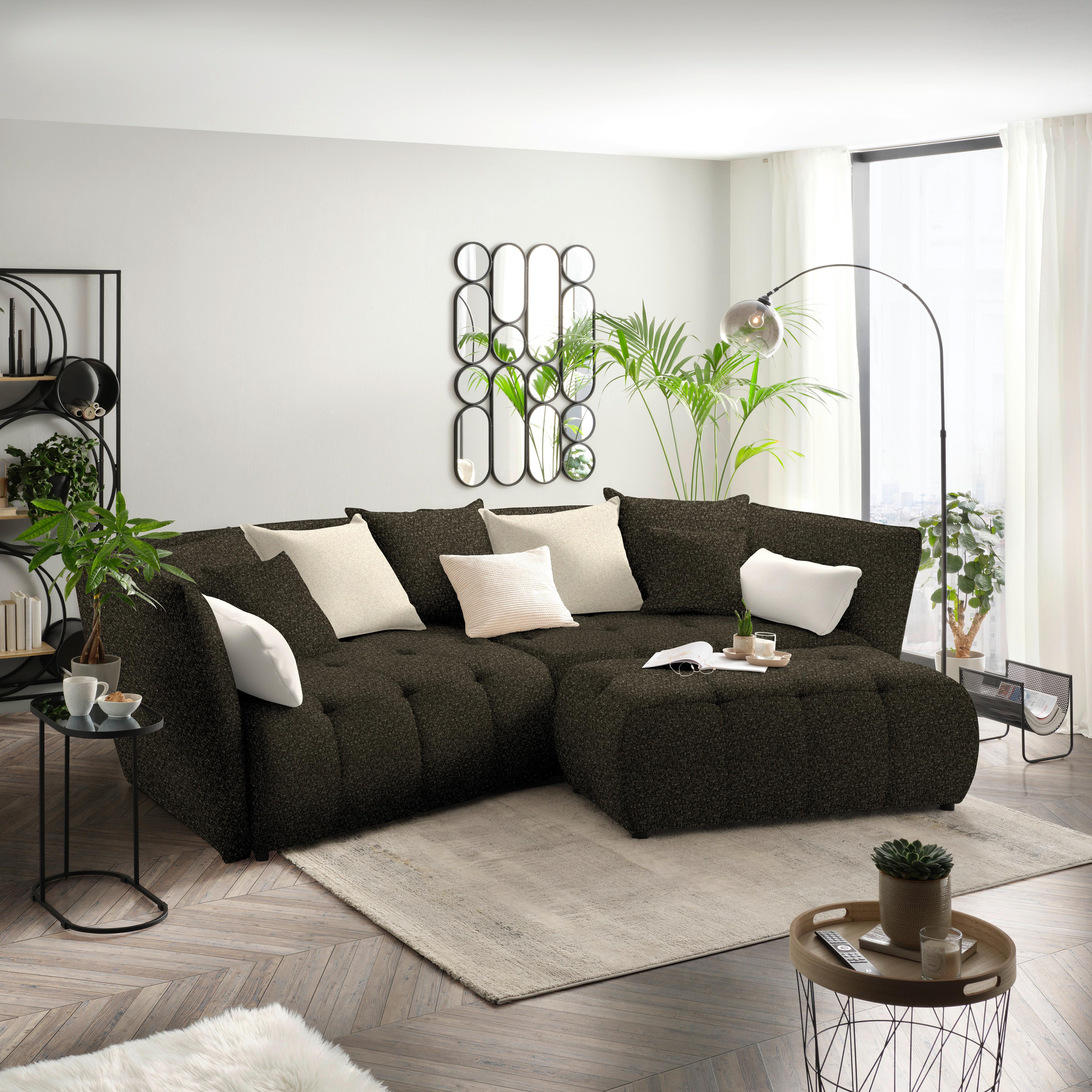 Canapea Boxspring SOFI - verde închis/crem, Modern, textil (294/93/152cm) - Premium Living