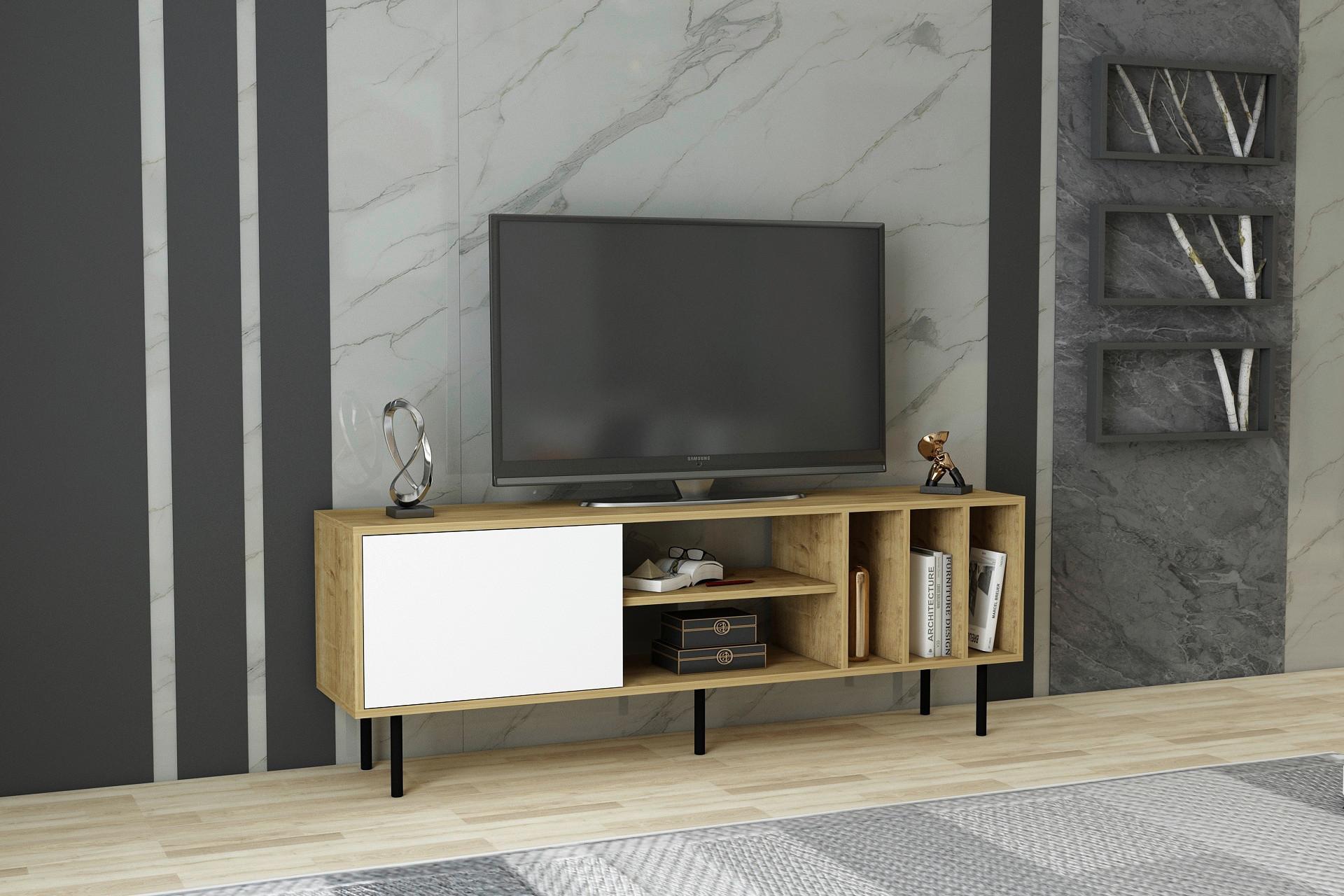 Nizka Omarica Hera - črna/barve hrasta, Design, kovina/leseni material (160/57/35cm) - Livetastic