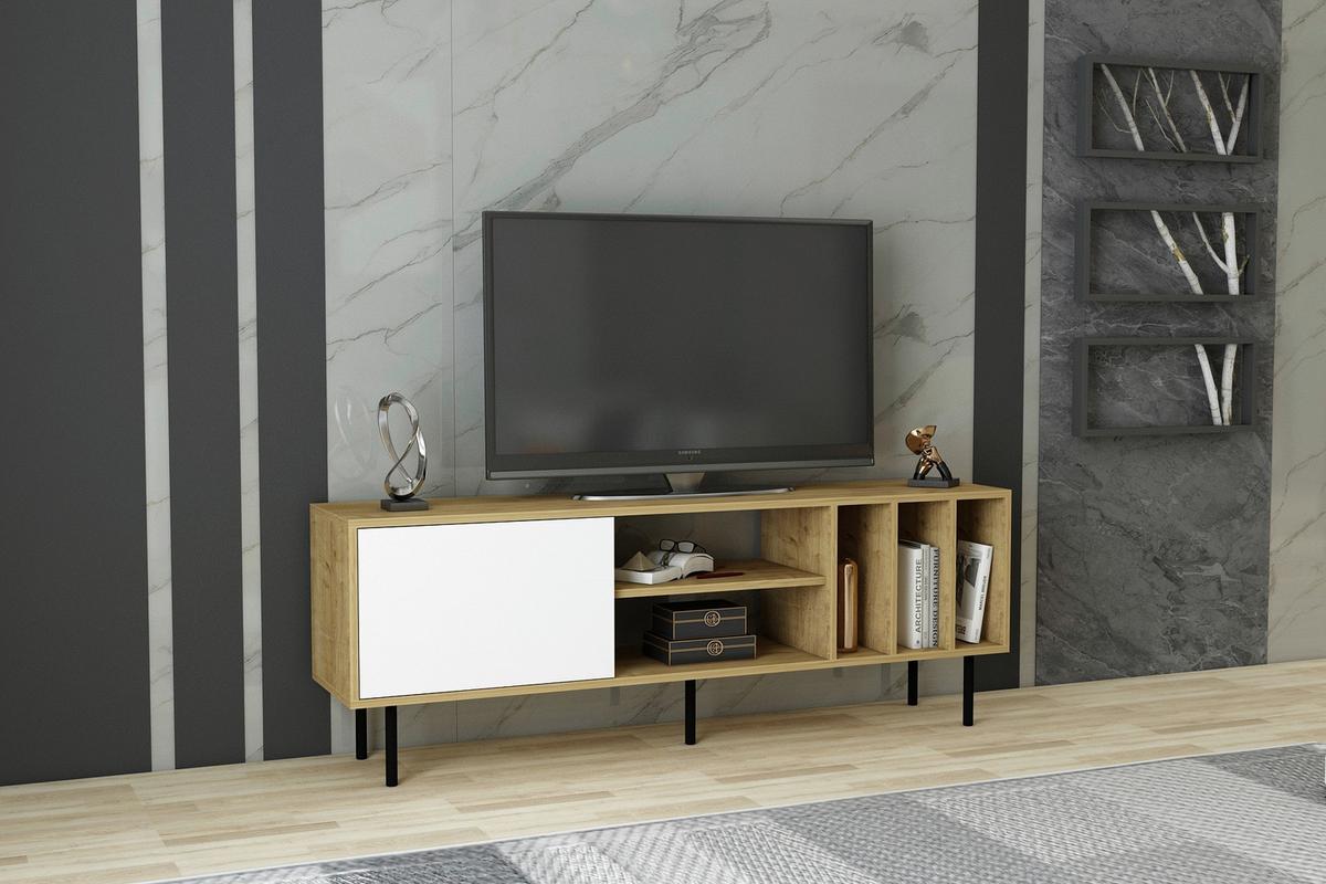 Nizka Omarica Hera - črna/barve hrasta, Design, kovina/leseni material (160/57/35cm) - Livetastic
