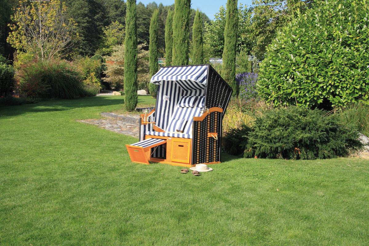 Ležalnik Za Plažo Sylt - modra/bela, Basics, tekstil/les (116/160/72cm) - Acamp