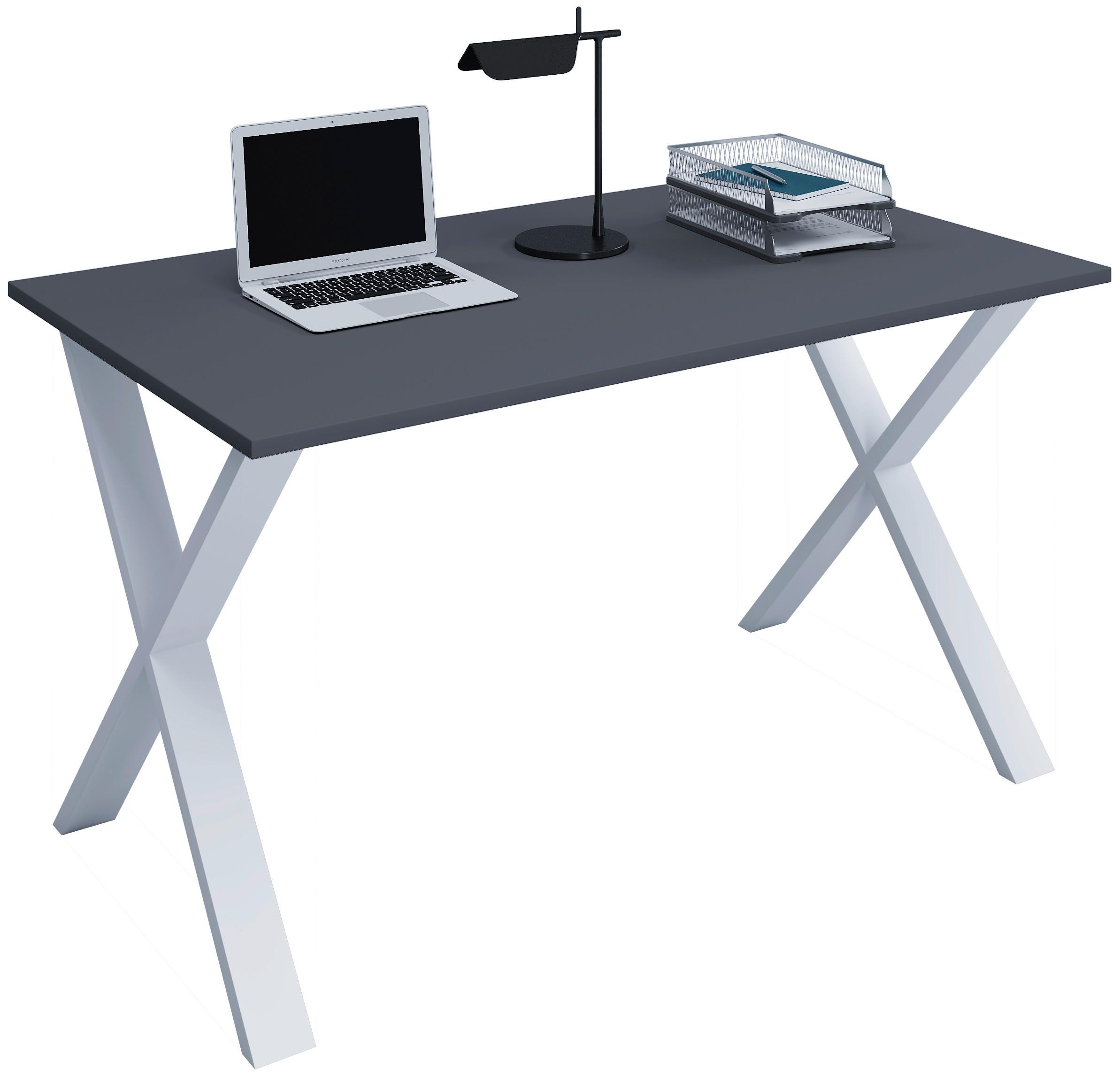 Schreibtisch Lona - Anthrazit/Silberfarben, Design, Holzwerkstoff/Metall (140/80/76cm) - MID.YOU
