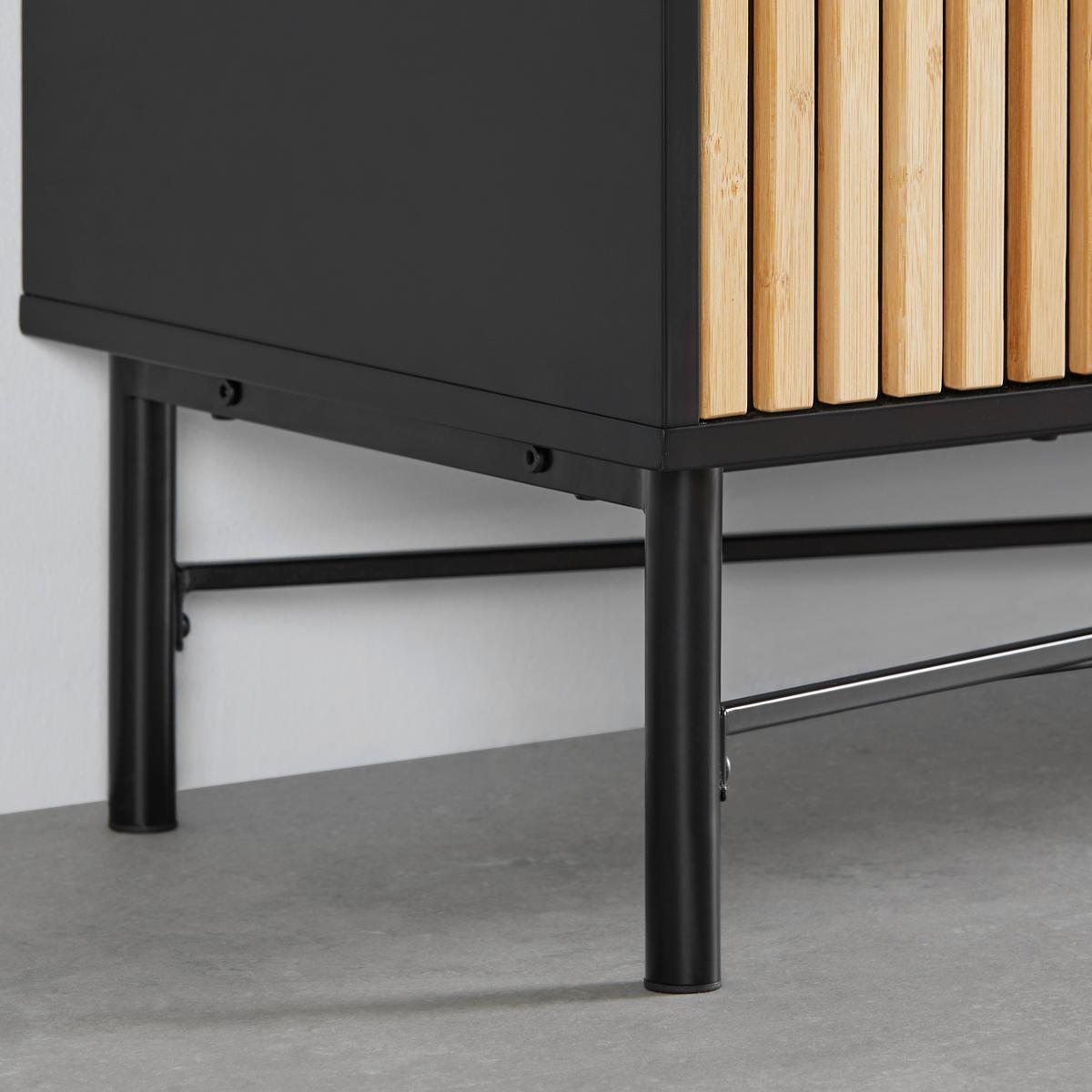 Comodă joasă MADRID -EXKLUSIV- - culoare lemn stejar/culoare natur, Modern, lemn/metal (143/60/40cm) - Modern Living