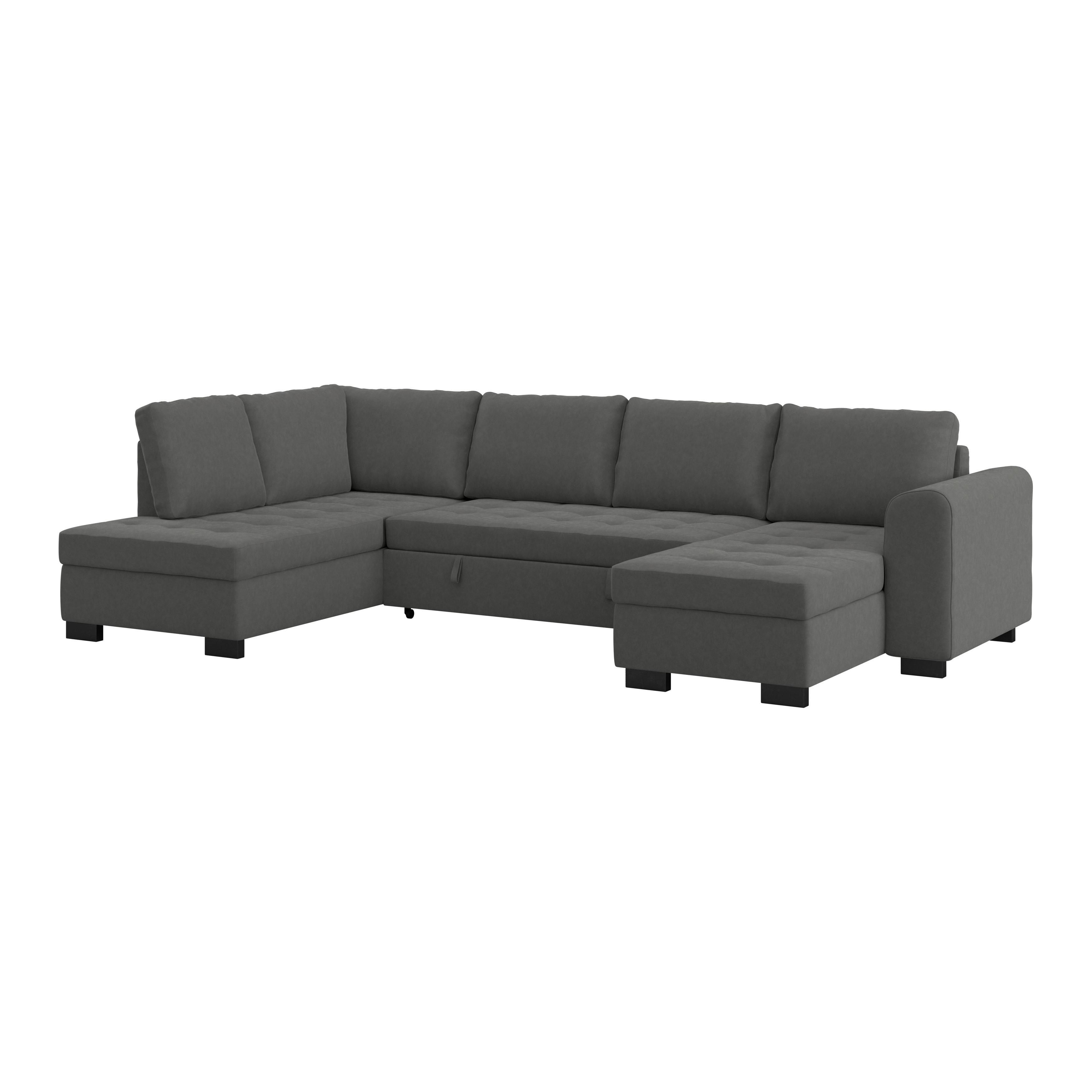 Sedežna Garnitura Malte, Siva, Ležišče, Predal, U Oblika - siva/črna, Moderno, umetna masa/tekstil (178/305/155cm) - Mömax