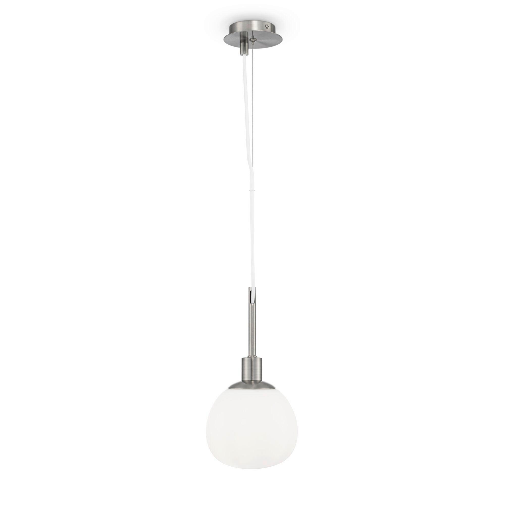 Pendelleuchte Erich Weiß/Nickelfarben max.40 Watt - Weiß/Nickelfarben, Trend, Glas/Metall (15/30,5cm) - MAYTONI