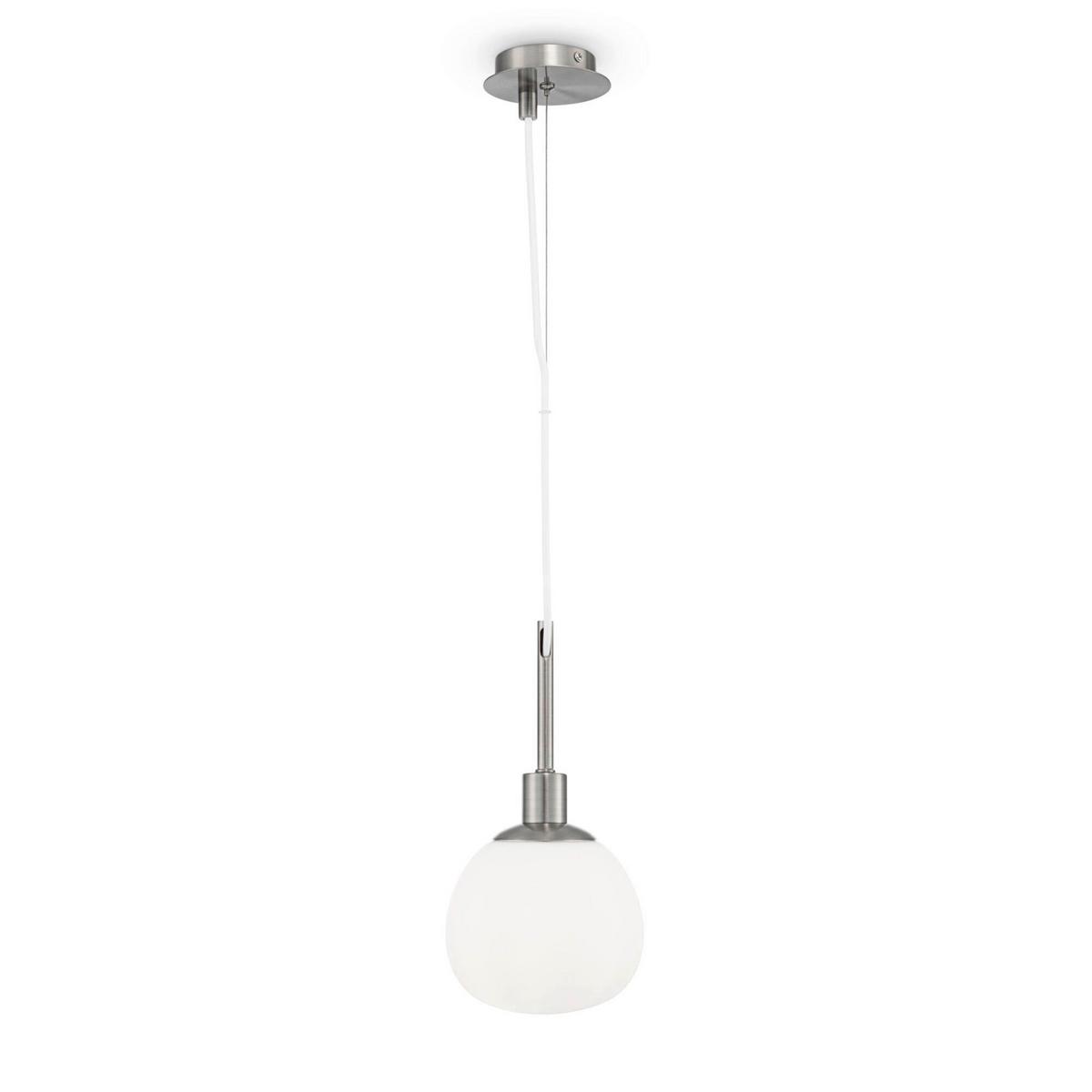 Pendelleuchte Erich Weiß/Nickelfarben max.40 Watt - Weiß/Nickelfarben, Trend, Glas/Metall (15/30,5cm) - MAYTONI